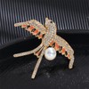 Rhinestone Swallow Bird Brooch Pin for Women Unisex Gold Plated