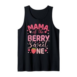 Mama Of The Berry Sweet One Strawberry First Birthday Tank Top