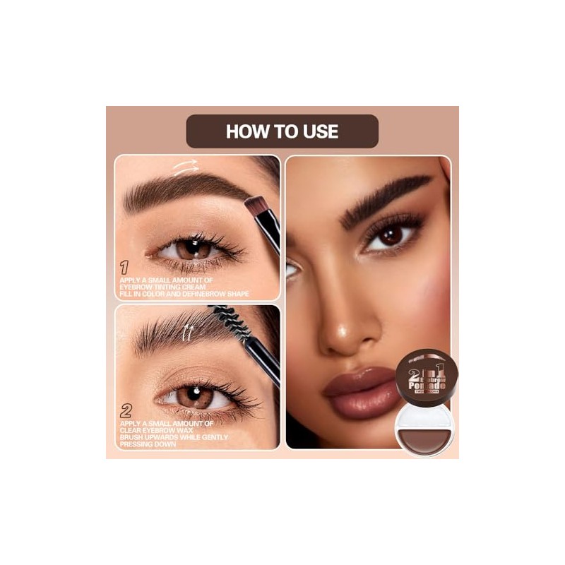 Bluemega Crema de Cejas Bicolor 2 en 1 y Gel