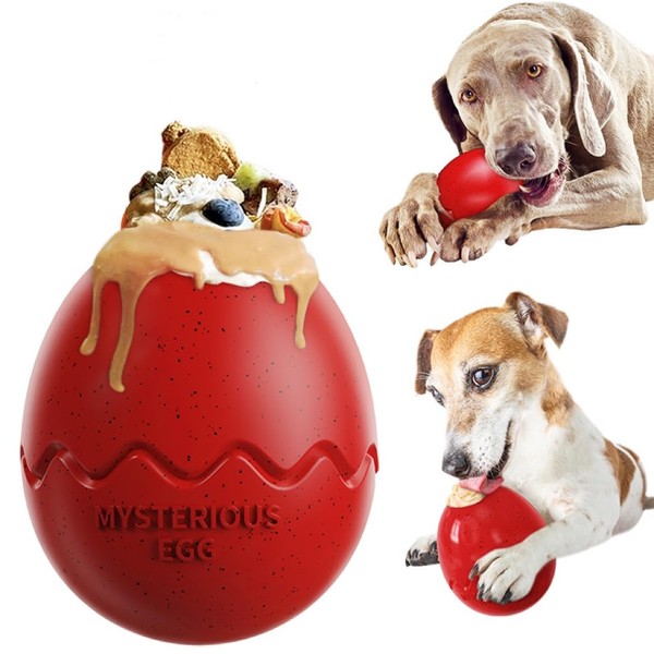 Dog Chew Toy, Red Egg Fillable Dog Chew Toy Interactive