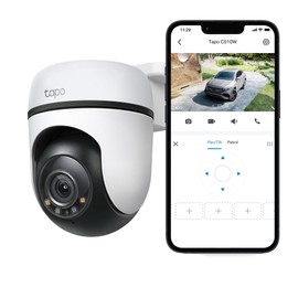 Tapo C51A 2K WLAN Outdoor Surveillance Camera, 360° Pan/Tilt, Full Colour Night Vision, Person Detection, Motion Tracking, Two-Way Audio, MicroSD Card up to 512 GB