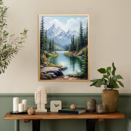 KEYIFA Forest Mountains Paint by Numbers Adults, Painting by Numbers Kits with Brushes and Acrylic Paints, DIY Oil Painting Set, Painting Crafts, Canvas Picture, Adults, Home Decoration, 30 x 40 cm