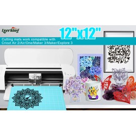 Lzerking Cutting Mat for Cricut 4 Pack Accessories and Supplies Light Replacement Blue Cut Pads Cricket Cards Machine Maker/Maker 3/Air/Air 2 with Scraper Pick Needle DIY Project (LSKZJDB4)