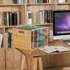 Sbanmao Clear Acrylic File Box Organizer, Bamboo Hanging Folder Storage