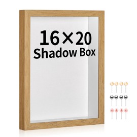 MUXIUNT 16x20 Shadow Box Picture Frame Display Case with Soft Linen Back-Thickened Panel,Large Brown Deep Shadow Box Frame 16x20 for Jersey Graduation Items Flower Photo Craft Memorial