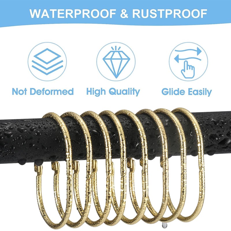Goowin 24 Pcs Shower Curtain Rings, Oval Snap Shower Rings