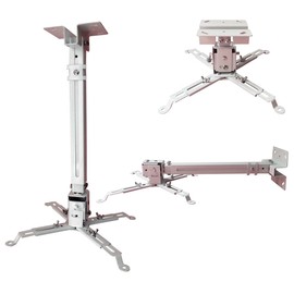 Henxlco Ceiling Projector Mount Bracket with Adjustable Height and Extendable Arms Tilt DLP LCD Projection Mount for Home and Office Different Size Projector (White)