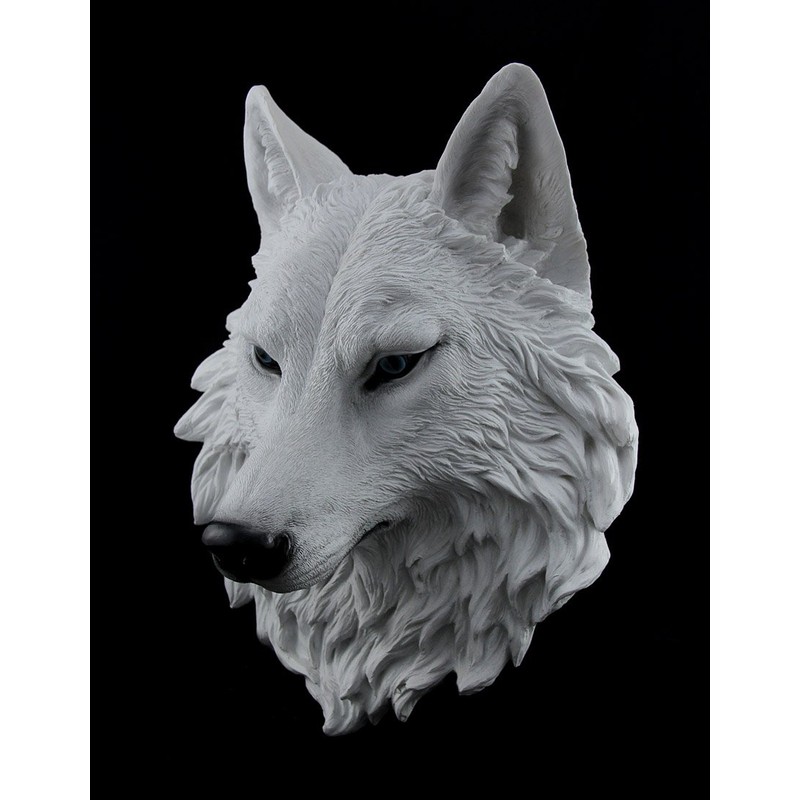 Zeckos White Arctic Wolf Head Wall Mount Sculpture