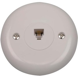 AUDIOVOX TP248WHN Round Wall Phone Jack, White