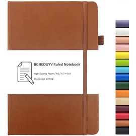 BGHEOUYV Notebook Journal, College Ruled Notebook Lined A5 160 Pages,Hard Cover Journals for Writing, Notebooks for Work Office School Women Men,5.7 inches x 8.4 inches(Brown)