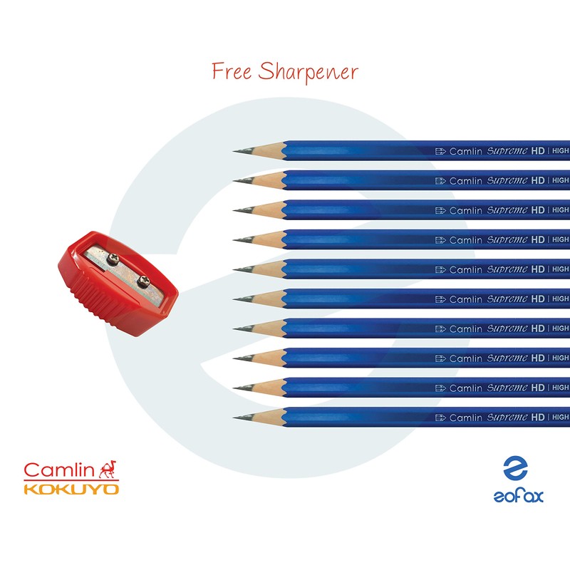 KOKUYO CAMLIN 10 Wooden Pencils Eraser Sharpener - Write Draw