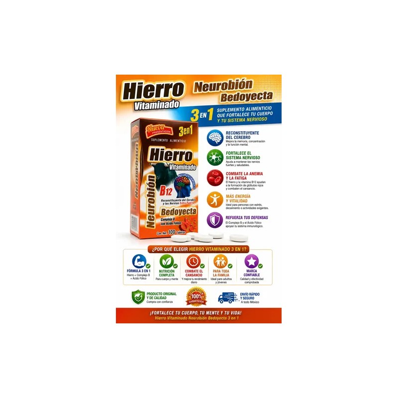 Hierro Vitaminado + Bedoyecya + Neurobion B12 (complejo B)