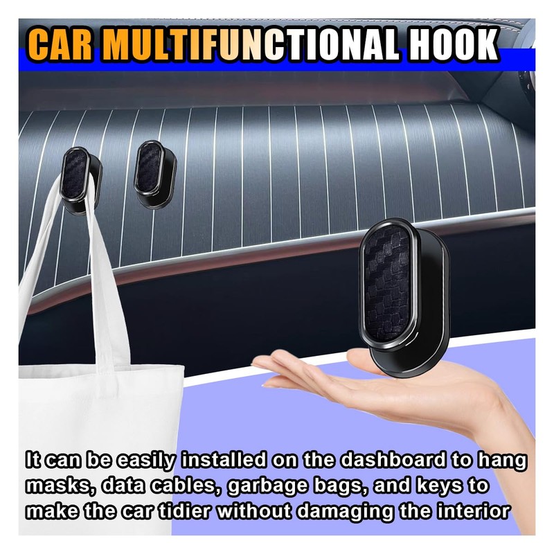 4 PCS Car Mini Hooks, Strong Self-Adhesive Backseat Hangers, Multifunctional
