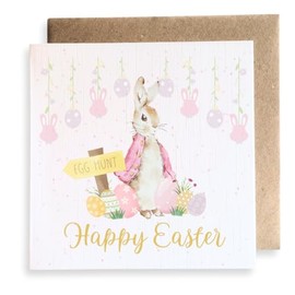 Second Ave Cute Pink Bunny Rabbit Easter Square Card Greeting Card for Girl