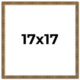 CountryArtHouse 17x17 Frame Gold Solid Wood Picture Frame Includes UV Acrylic Plexiglass, Acid Free Foam Backing Board and Hanging Hardware