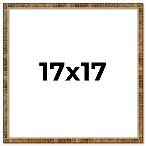 CountryArtHouse 17x17 Frame Gold Solid Wood Picture Frame Includes UV