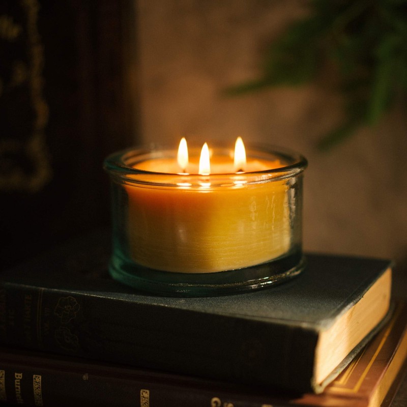 Bluecorn Botanica Beeswax Candle: 3-Wick Scented Candle Made with Pure