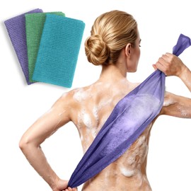 Exfoliating Washcloth Towel- Japanese Shower Back Scrubber, 3 Pack