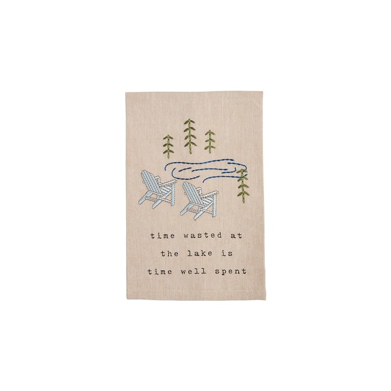 Mud Pie Time Embroidery Lake Towel; 21" x 14"