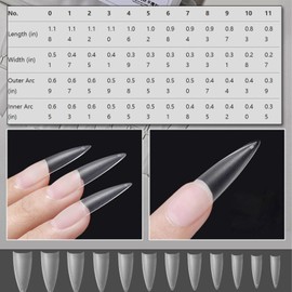 240Pcs Long Stiletto Nail Tips, 12 Sizes Full Cover Soft Gel Press On Nails, Glossy False Nails Extension Kit for Acrylic & Gel Polish - No Filing Needed & Easy to Apply Natural Looking Nail Set