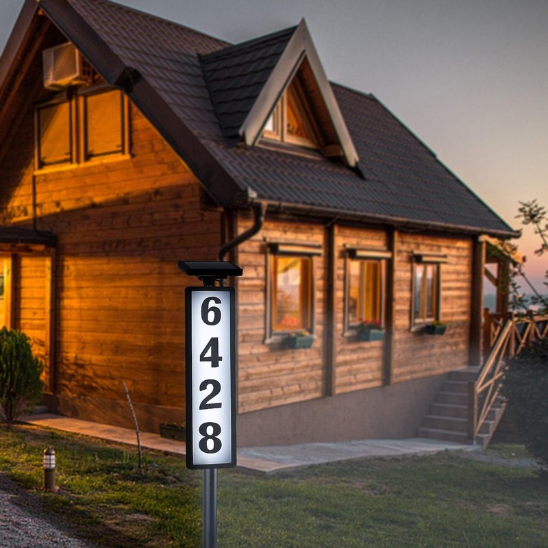 Solar Address Sign,Solar House Numbers for Outside, Lighted Address Plaque