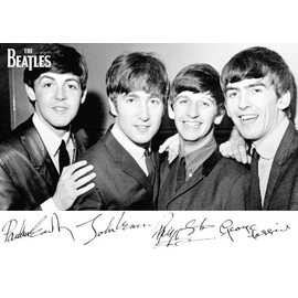 The Beatles Poster - John Paul Ringo George - Signed - Music Icons Legends - A3 Poster, Print, Picture - Living Room Decor