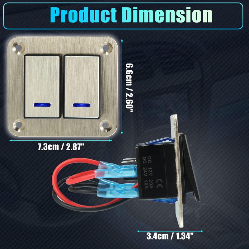 X AUTOHAUX 2 Gang Rocker Switch Panel 3 Pin on