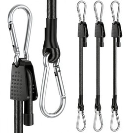 Adjustable Carabiner Hooks, Rubber Band, Set of 3, Freely Extendable, Adjustable Length, Bungee Cord, Bungee Strap, Load Tightening, Elastic Rope, For Cargo Securing Loads, Prevents Collapsing, For Bicycles, Traveling, Motorcycles, Outdoors, Camping, Rub