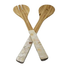 VIE Gourmet Bamboo Salad Servers, White