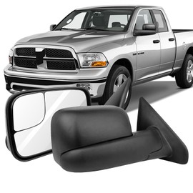 OCPTY Tow Mirror Fit For 2002-2008 For Dodge For Ram 1500 2003-2009 For Dodge For Ram 2500/3500 Towing Mirror Passenger Right Side Power Adjusted Heated Black