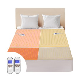 Bwarm Premium Multi-Zone Heated Mattress Pad Cal King, Dual Control 72" x 84", 9 Heat Settings, 1-12 Hours Auto Off, Individual Body & Feet Settings, Removable Comfort Layer, Machine Washable