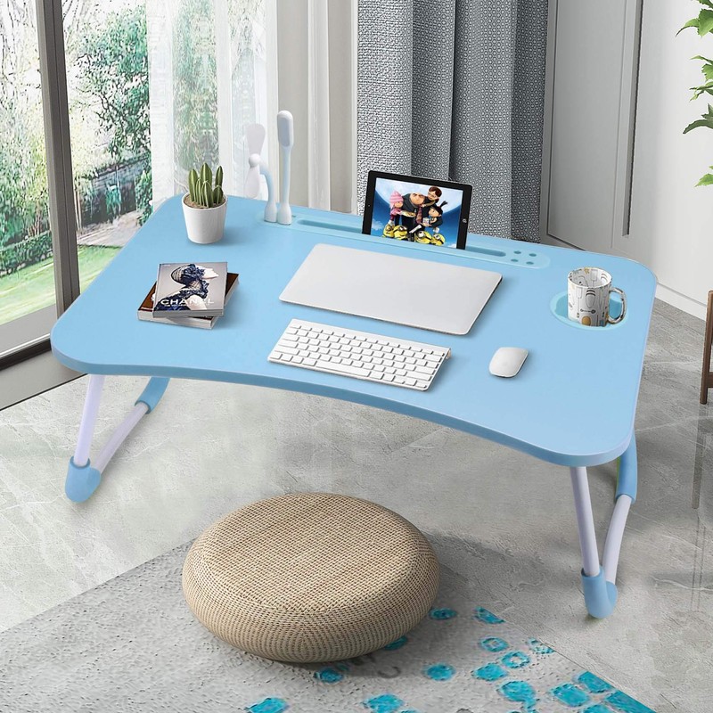Slendor Lap Desk with Cup Holder, Foldable Laptop Table for