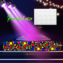 Haull 236 x 39 Inch Neon Light up Dance Floor Aisle Runner Glow in The Dark Blacklight Neon Party Decorations UV Reactive Fluorescent Runner for Holiday Party Favors(Dots)
