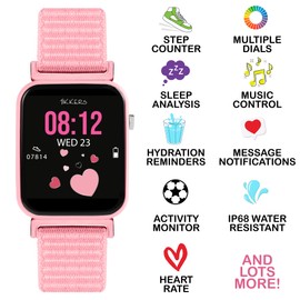 Tikkers Smart Series 13 - Pink Easy Release Fabric Strap Smart Watch & Headphone TKS13-0034-SET