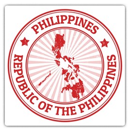 Square Stickers (Set of 2) 7.5cm - Republic of The Philippines Travel Map Fun Decals for Laptops,Tablets,Luggage,Scrap Booking,Fridges, #4503