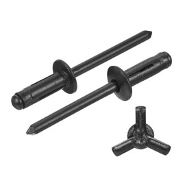 sourcing map 50Pcs 3/16"x1/2" Aluminum Round Head Tri Grip Rivets, Tri Grip Rivets Assortment Bulb Style Rivets for DIY, Sheet Metal, Automotive Repairs, Furniture, Marine Boat (Black)