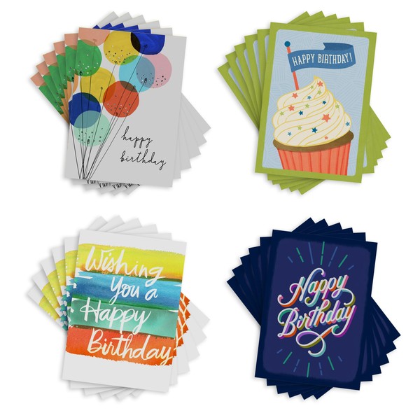 Hallmark Business (100 Pack) Assorted Birthday Cards (Colorful Celebration) for Customers, Employees, Clients, Members, Groups, Associations, Organizations, Churches, Patients, Staff