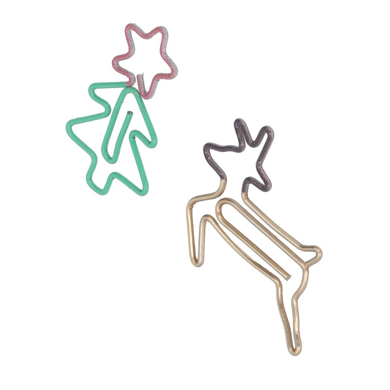 100pcs Paper Clips Lovely Christmas Tree and Deer Shape Metallic