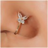 TseenYi Boho Crystal Butterfly Nose Ring, Golden Septum Nose Cuff