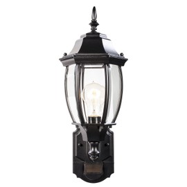 Heath Zenith HZ-4192-BK Six-Sided Die-Cast Aluminum Lantern, Black with Beveled Glass