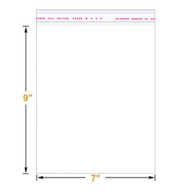 200 Pcs 7" x 9" Thick Clear Resealable Cello Seal Cellophane Bags Self Adhesive Packing Bakery Prints Photos Cards Gift Poly Cellophane Bag