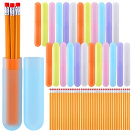 48 Sets Travel Toothbrush Holder with Pencils Bulk Portable Toothpaste Travel Case 6 Colored Multipurpose Toothpaste Boxes Toothbrush Case Storage for Classroom Home School Use