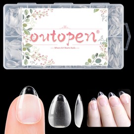 outopen 600Pcs Extra Short Almond Nail Tips Half Matte Short Almond Shape Fake Nails Pre-Shaped Acrylic Full Cover False Nails Press on Nails for Nail Extension Home DIY Manicure Salon