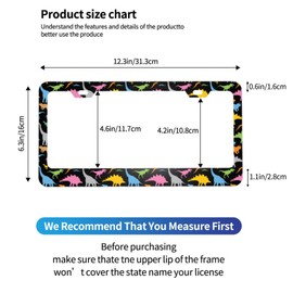Dujiea 2 Pieces Dinosaur Silhouette Aluminum Metal License Plate Frame with Screw Caps, 2 Holes License Plate Frame Car Tag Cover Holder for Us Standard Vehicles