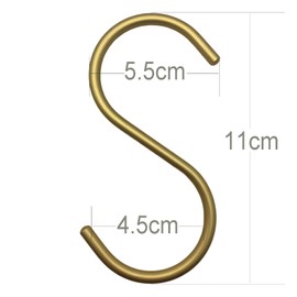EDEN Antique Gold S Shaped Hooks (Set of 8) Large Size Approx. 4.3 inches (11 cm) Western Boutique Interior Kitchen Orientation [E695]