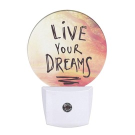 Uanvaha Live Your Dreams Night Light Inspirational Quote Creative Night Lights Plug into Wall for Boys Girls, Led Lamp for Stairway/Hallway/Bedroom 0.5W Nightlight Sleep Friendly
