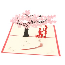 jojofuny 2pcs Cherry Blossom Card Romantic Pop Up Greeting Card for Anniversary Valentine Day Birthday for Her