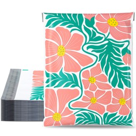 10x13 Inch TONESPAC 100 Pack 3.15Mil Poly Mailers Big Flower Shipping Bags, Self-Sealing Non-Padded Envelopes for Small Business, Waterproof Poly Mailing Bags - Big Flower