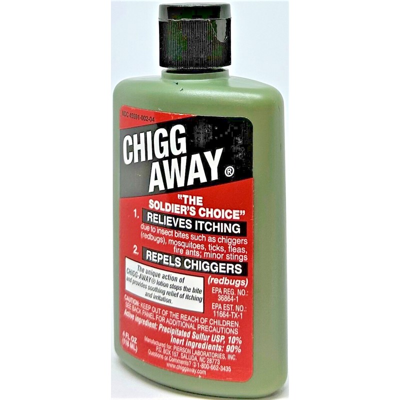 CHIGG-AWAY LOTION 4OZ RELIEVES ITCHING, REPELS CHIGGERS MOSQUITOES TICKS FLEAS