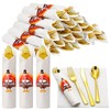 Meanplan 24 Pack Thanksgiving Turkey Cutlery Holders Pre Rolled Gold